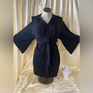 Banana Republic Issa London Collection Black Pleated Draped Wrap Dress